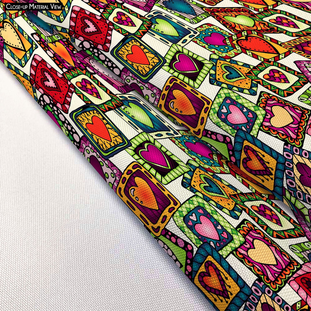 Doodle Hearts D2 Footstool Footrest Puffy Pouffe Ottoman Bean Bag | Canvas Fabric