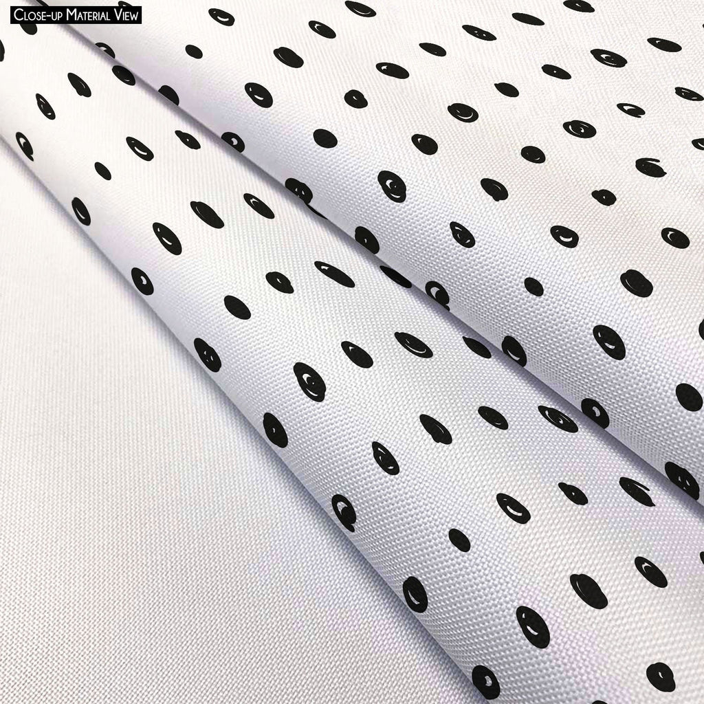 Black Polka Footstool Footrest Puffy Pouffe Ottoman Bean Bag | Canvas Fabric