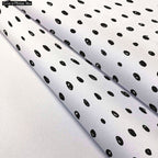 Black Polka Footstool Footrest Puffy Pouffe Ottoman Bean Bag | Canvas Fabric