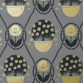 Thibaut Rene Metallic Gold On Charcoal Wallpaper