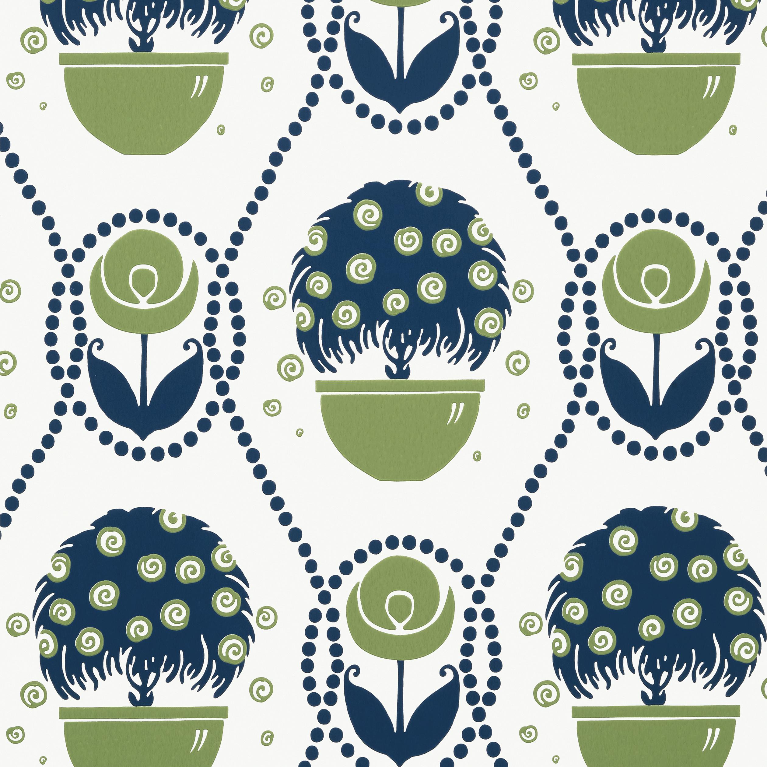 Thibaut Rene Navy And Green Wallpaper
