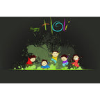Kids Enjoying Holi Unframed Paper Poster