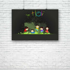 Kids Enjoying Holi Unframed Paper Poster
