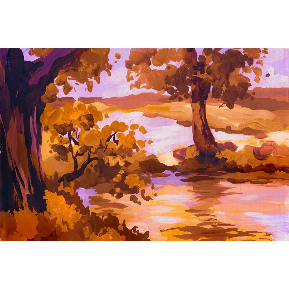 Autumn Landscape With River Unframed Paper Poster