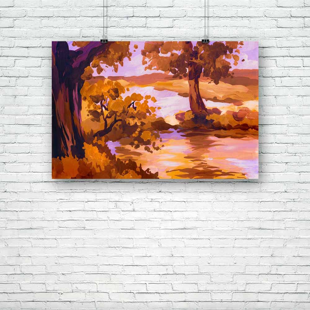 Autumn Landscape With River Unframed Paper Poster
