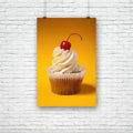 Photo of Cupcake With Red Cherry Unframed Paper Poster