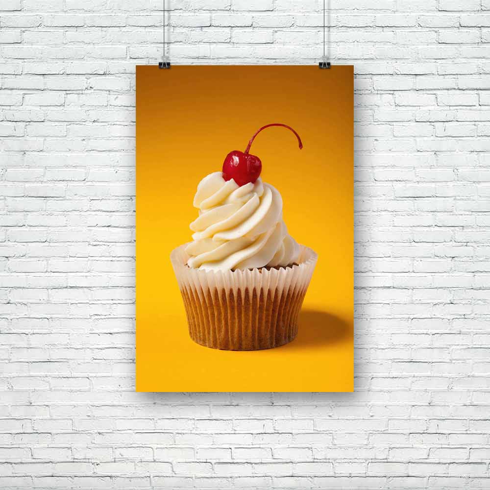 Photo of Cupcake With Red Cherry Unframed Paper Poster