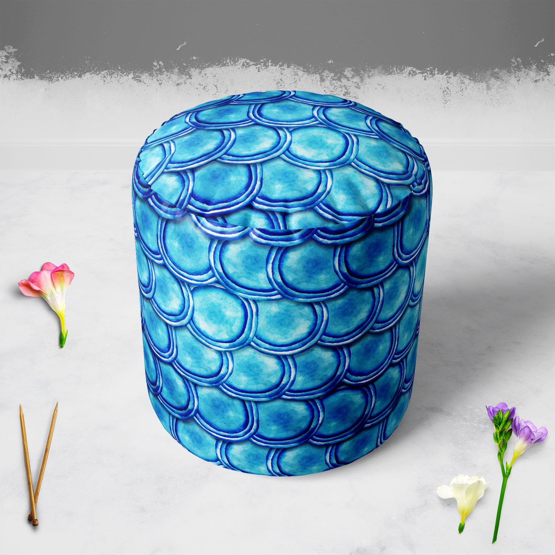 Molecule Ornament Footstool Footrest Puffy Pouffe Ottoman Bean Bag | Canvas Fabric
