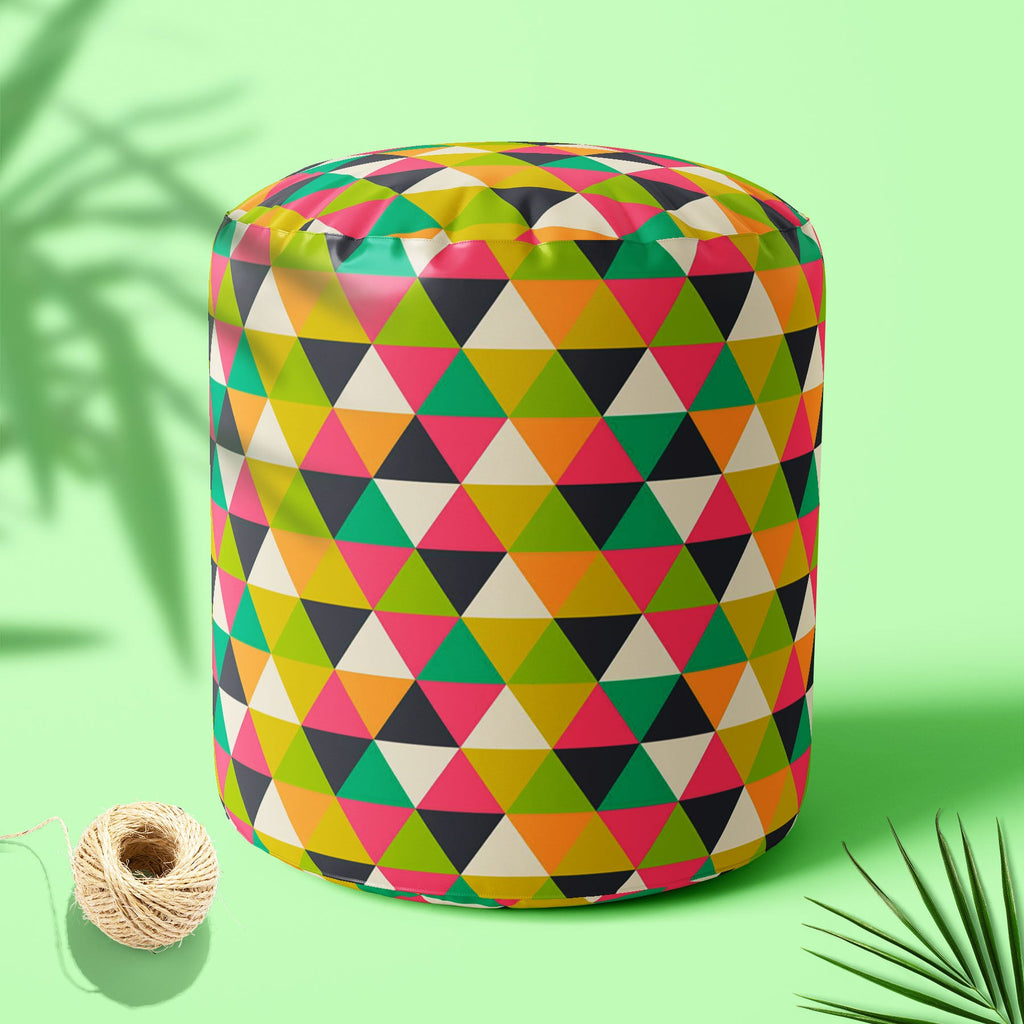 Retro Geometric Footstool Footrest Puffy Pouffe Ottoman Bean Bag | Canvas Fabric