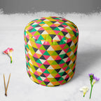 Retro Geometric Footstool Footrest Puffy Pouffe Ottoman Bean Bag | Canvas Fabric