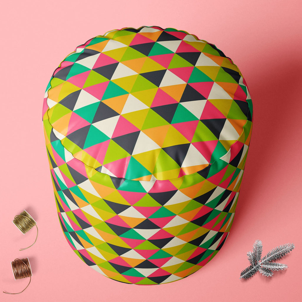Retro Geometric Footstool Footrest Puffy Pouffe Ottoman Bean Bag | Canvas Fabric