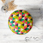 Retro Geometric Footstool Footrest Puffy Pouffe Ottoman Bean Bag | Canvas Fabric