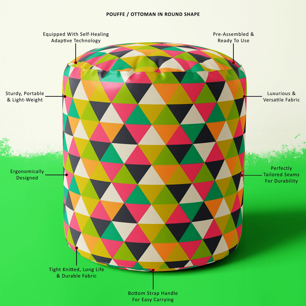 Retro Geometric Footstool Footrest Puffy Pouffe Ottoman Bean Bag | Canvas Fabric