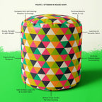 Retro Geometric Footstool Footrest Puffy Pouffe Ottoman Bean Bag | Canvas Fabric