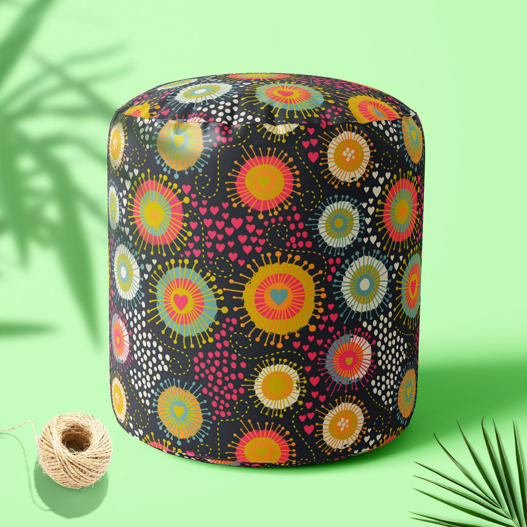 Romantic Texture Footstool Footrest Puffy Pouffe Ottoman Bean Bag | Canvas Fabric