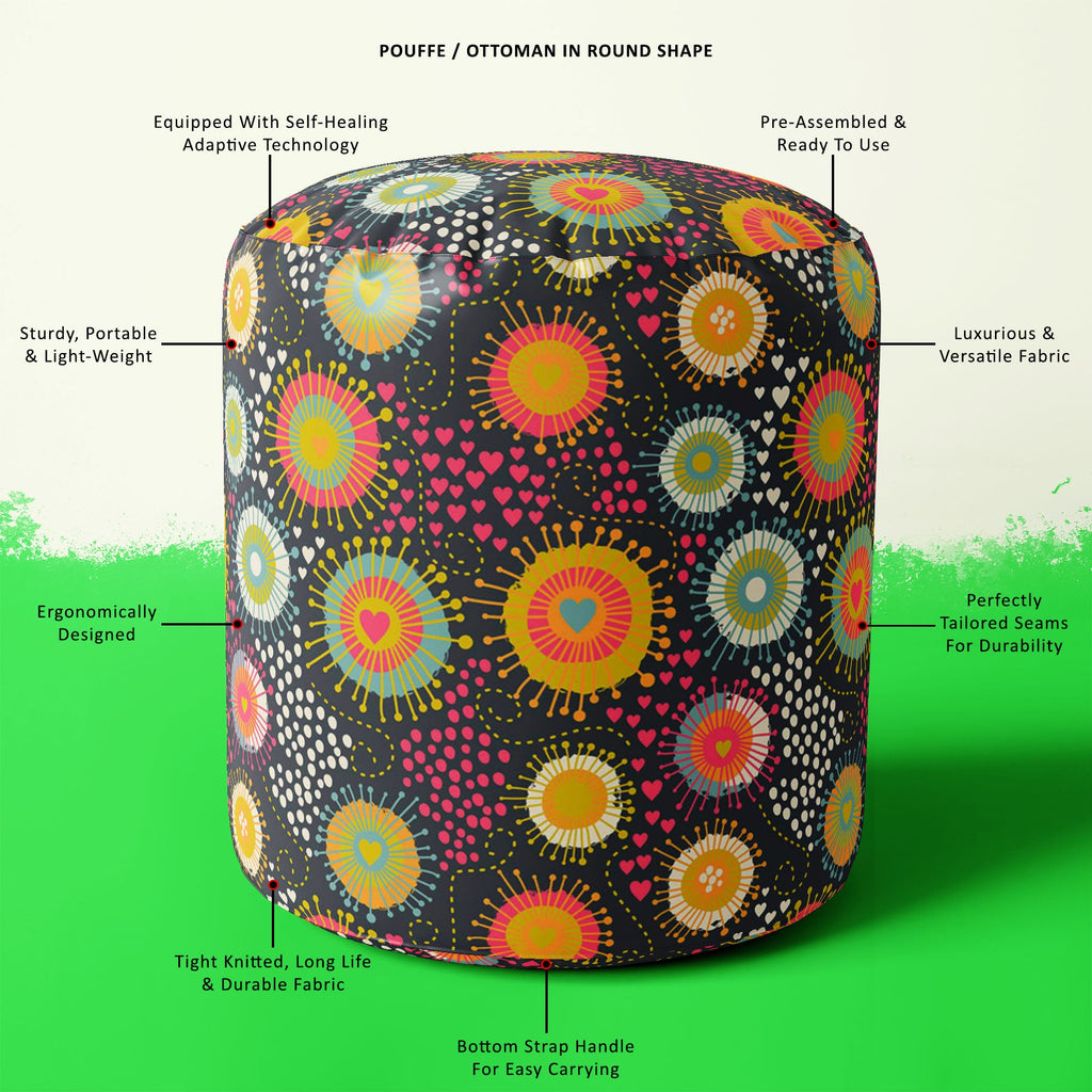 Romantic Texture Footstool Footrest Puffy Pouffe Ottoman Bean Bag | Canvas Fabric