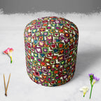 Doodle Hearts D2 Footstool Footrest Puffy Pouffe Ottoman Bean Bag | Canvas Fabric