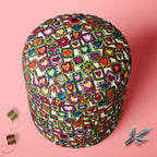 Doodle Hearts D2 Footstool Footrest Puffy Pouffe Ottoman Bean Bag | Canvas Fabric