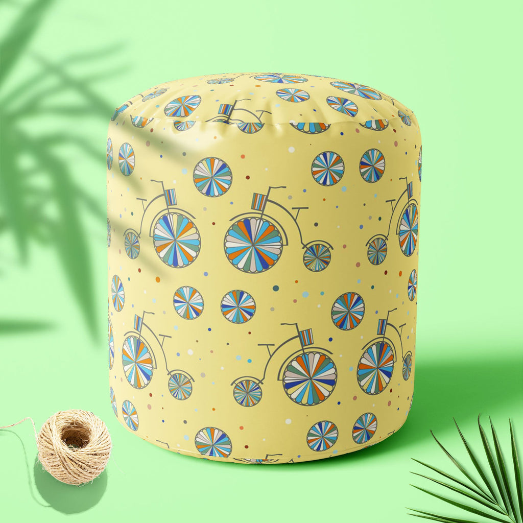 Vintage Bicycle Footstool Footrest Puffy Pouffe Ottoman Bean Bag | Canvas Fabric