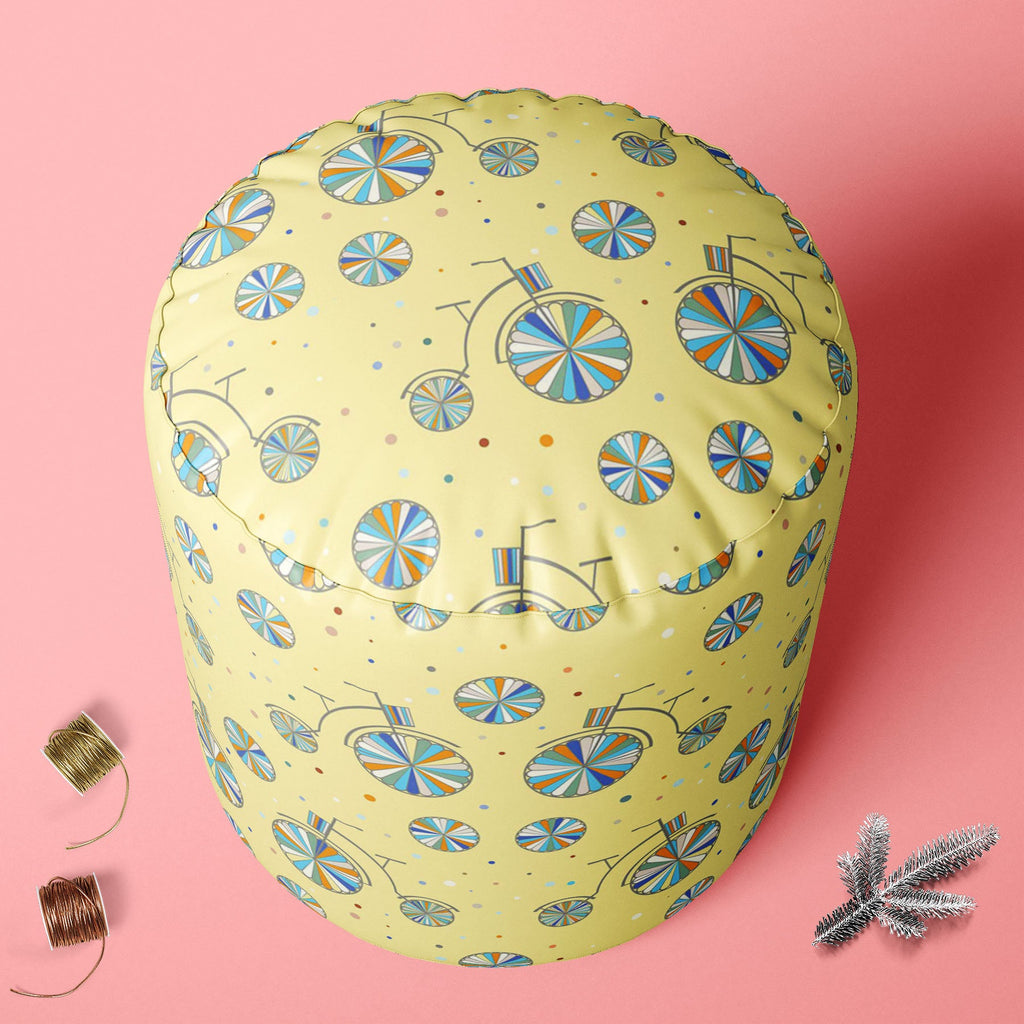Vintage Bicycle Footstool Footrest Puffy Pouffe Ottoman Bean Bag | Canvas Fabric