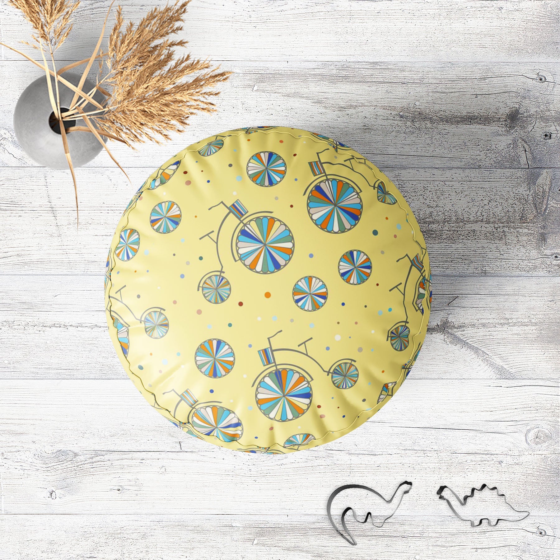 Vintage Bicycle Footstool Footrest Puffy Pouffe Ottoman Bean Bag | Canvas Fabric