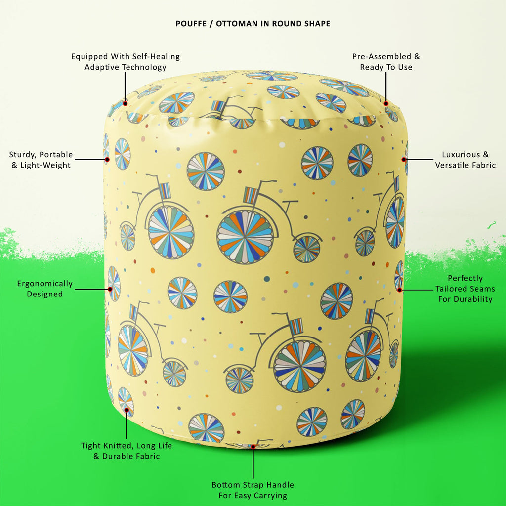 Vintage Bicycle Footstool Footrest Puffy Pouffe Ottoman Bean Bag | Canvas Fabric