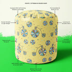 Vintage Bicycle Footstool Footrest Puffy Pouffe Ottoman Bean Bag | Canvas Fabric