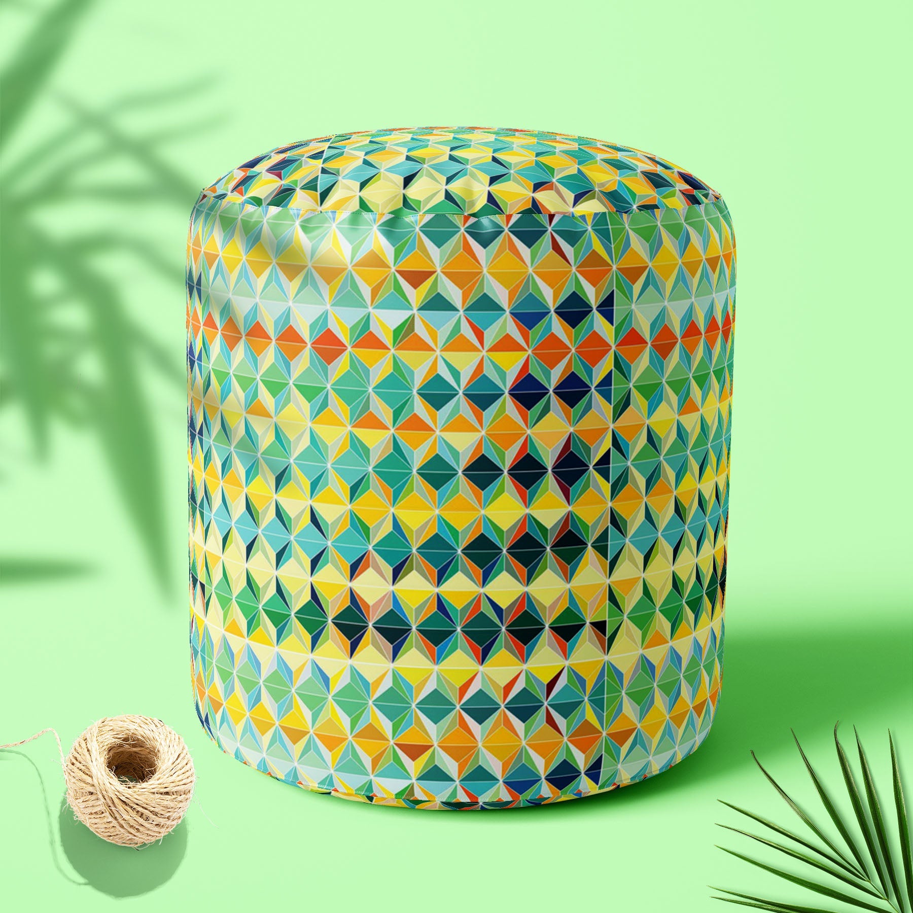 Funky Triangle Footstool Footrest Puffy Pouffe Ottoman Bean Bag | Canvas Fabric