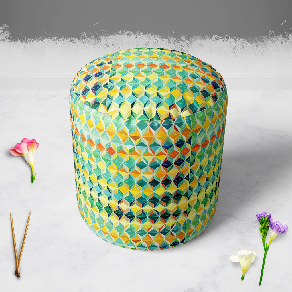Funky Triangle Footstool Footrest Puffy Pouffe Ottoman Bean Bag | Canvas Fabric