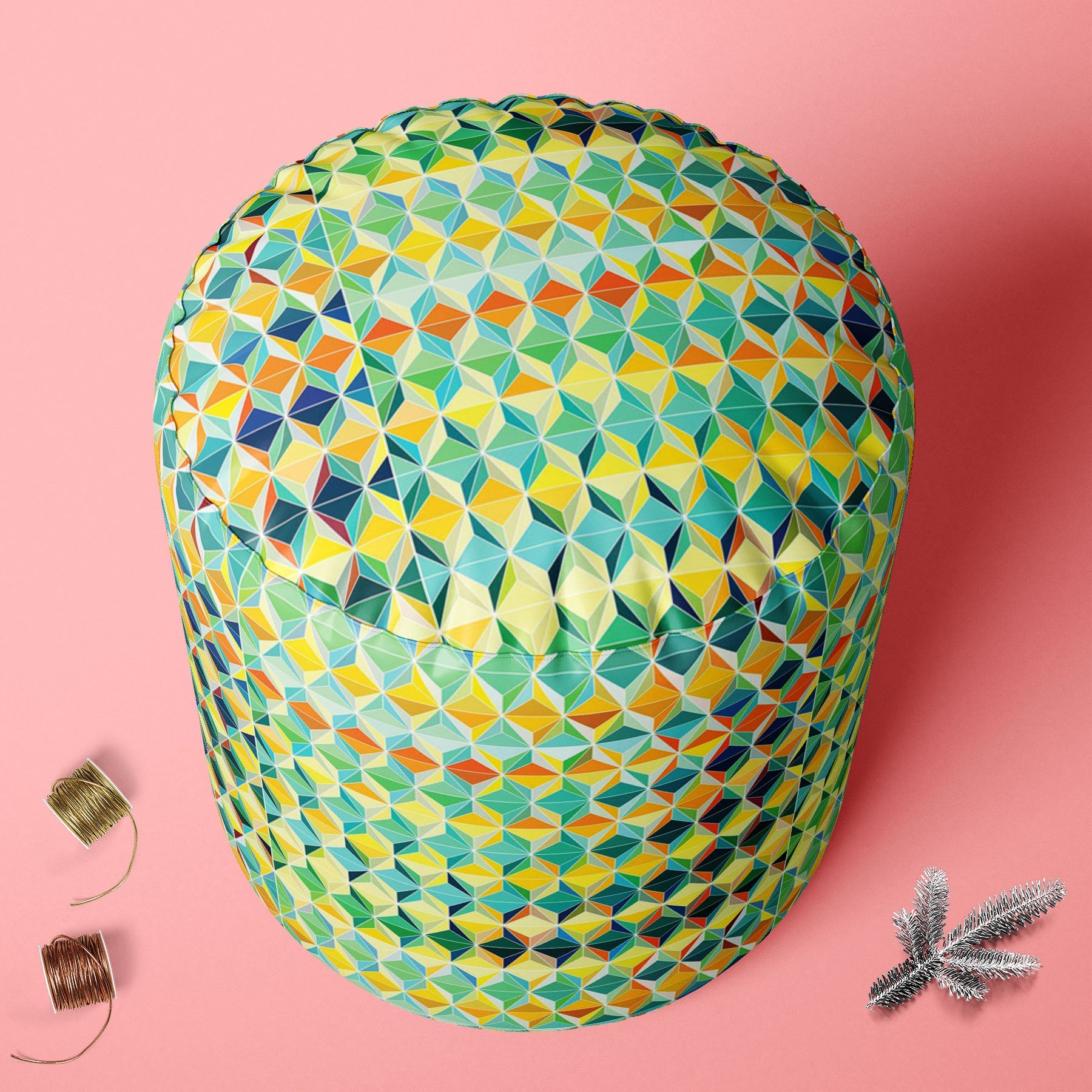 Funky Triangle Footstool Footrest Puffy Pouffe Ottoman Bean Bag | Canvas Fabric