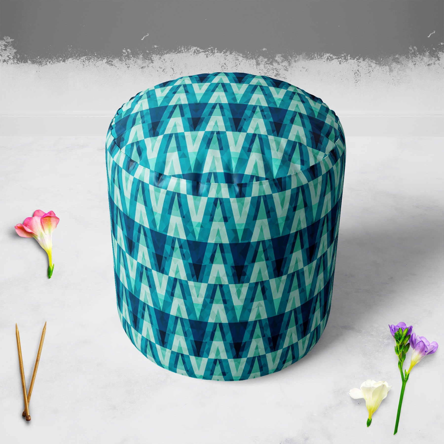 Crystal Triangle Footstool Footrest Puffy Pouffe Ottoman Bean Bag | Canvas Fabric