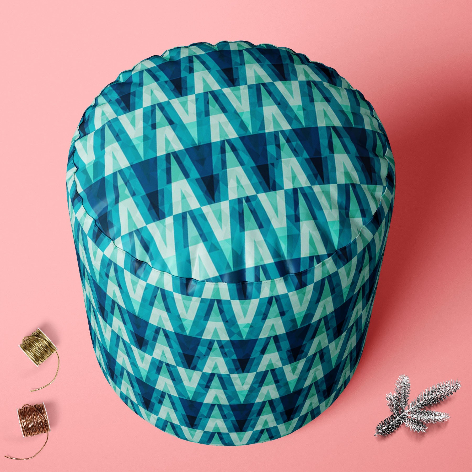 Crystal Triangle Footstool Footrest Puffy Pouffe Ottoman Bean Bag | Canvas Fabric