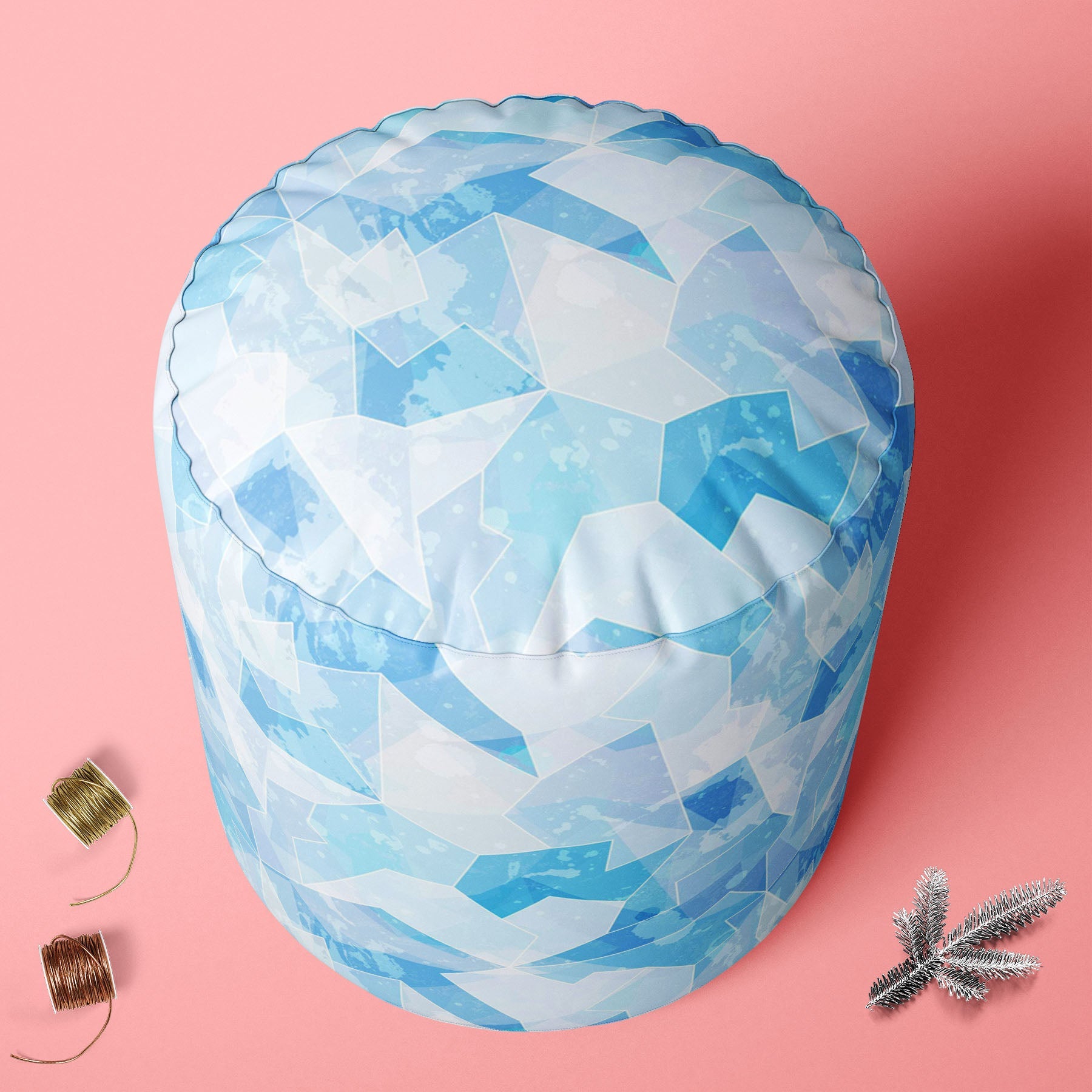 Ice Style D1 Footstool Footrest Puffy Pouffe Ottoman Bean Bag | Canvas Fabric