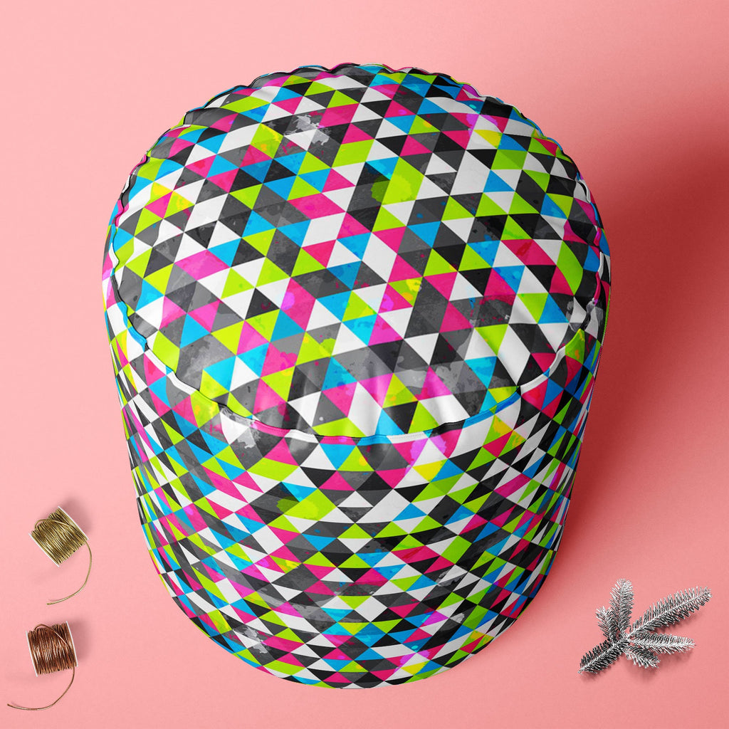 Grunge Triangle D5 Footstool Footrest Puffy Pouffe Ottoman Bean Bag | Canvas Fabric