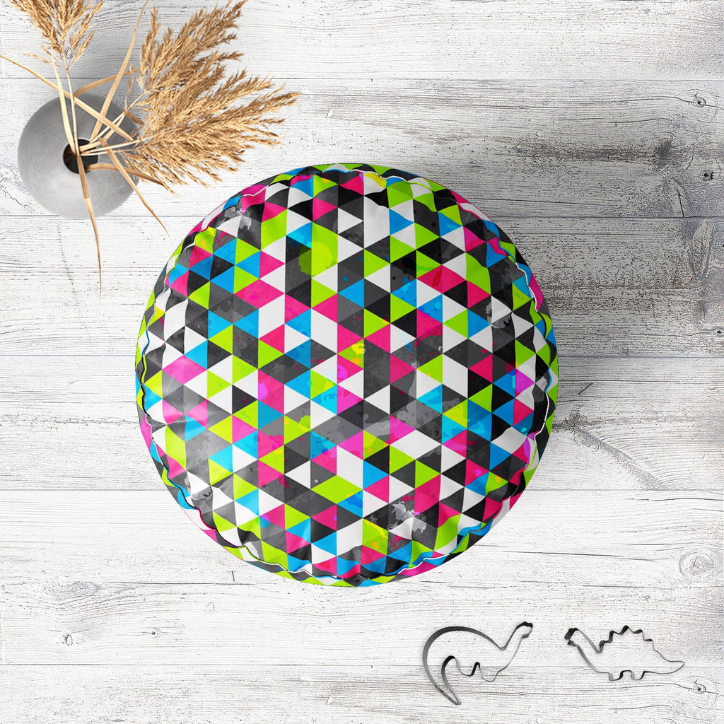 Grunge Triangle D5 Footstool Footrest Puffy Pouffe Ottoman Bean Bag | Canvas Fabric