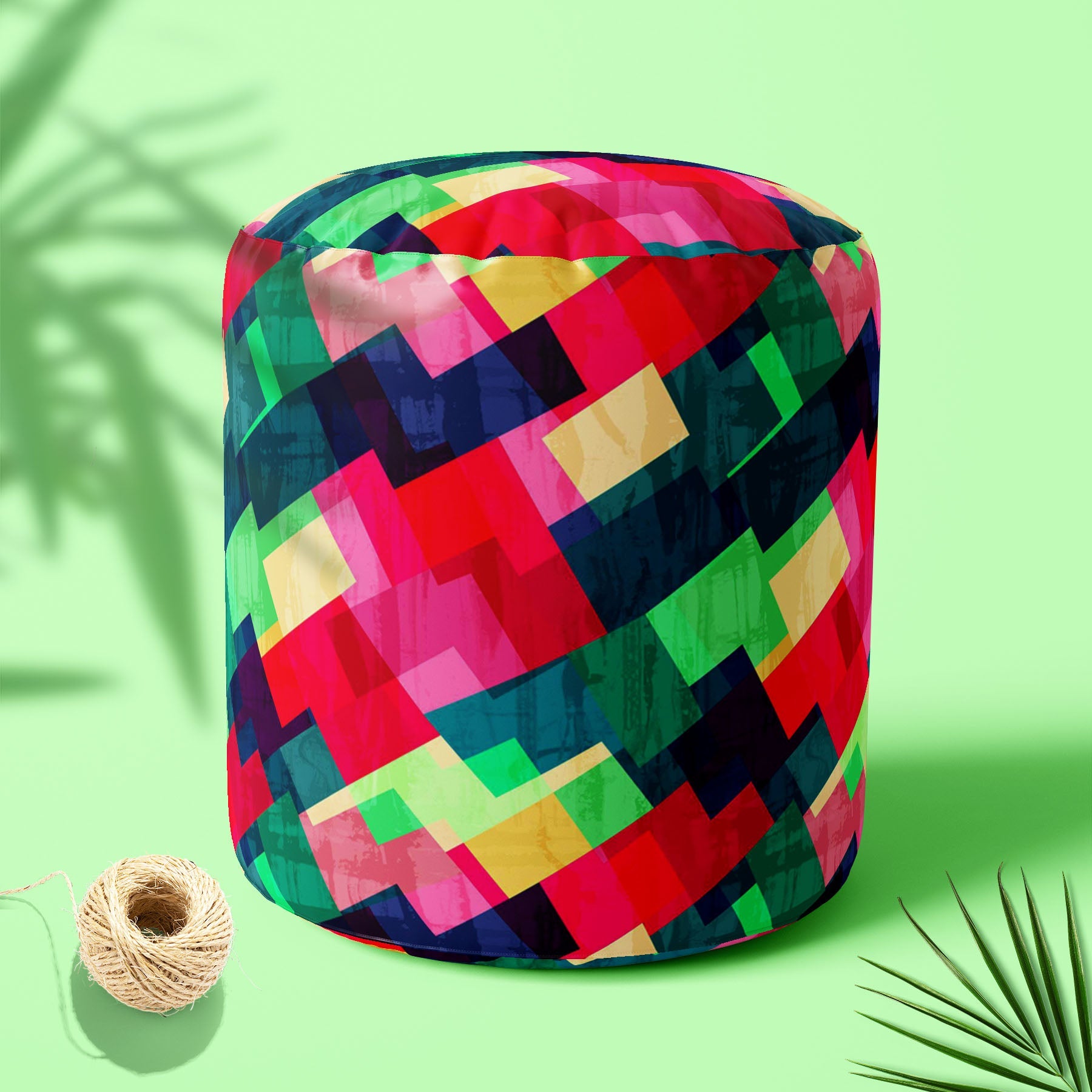 Mosaic D2 Footstool Footrest Puffy Pouffe Ottoman Bean Bag | Canvas Fabric