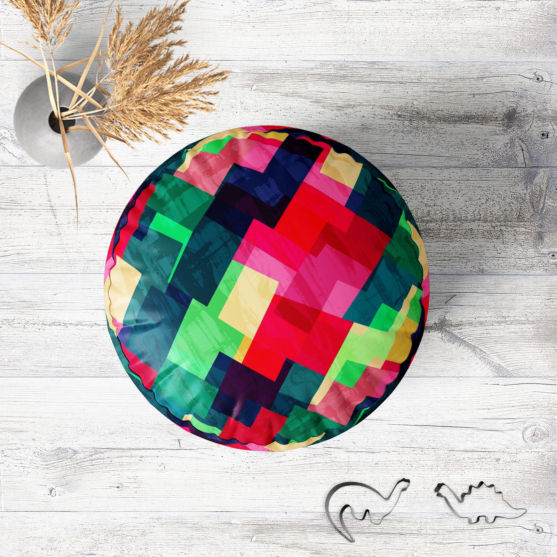 Mosaic D2 Footstool Footrest Puffy Pouffe Ottoman Bean Bag | Canvas Fabric