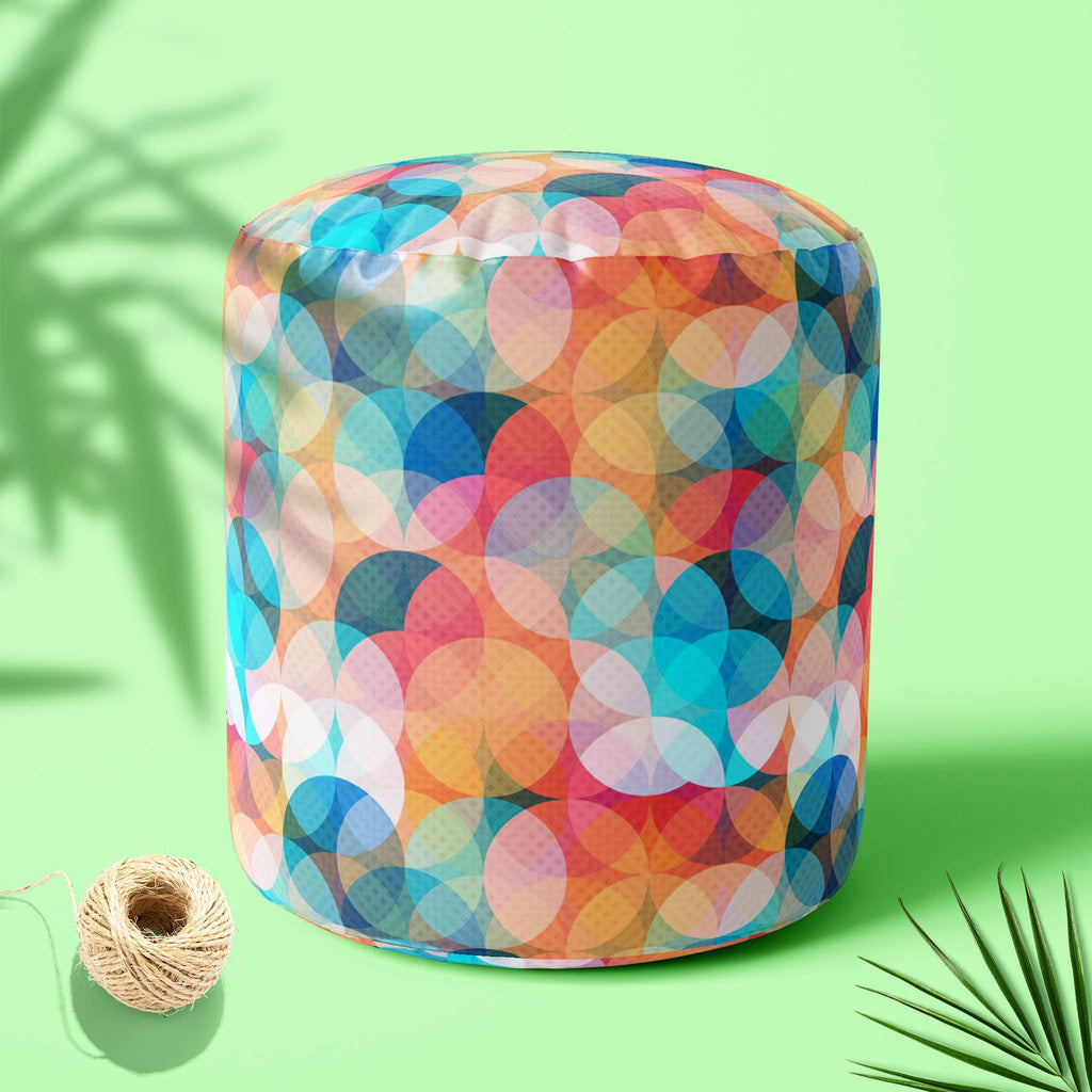 Circles Footstool Footrest Puffy Pouffe Ottoman Bean Bag | Canvas Fabric