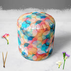 Circles Footstool Footrest Puffy Pouffe Ottoman Bean Bag | Canvas Fabric
