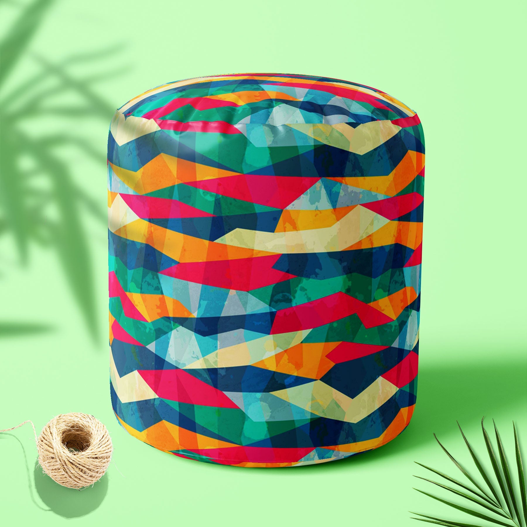 Grunge Mosaic Footstool Footrest Puffy Pouffe Ottoman Bean Bag | Canvas Fabric