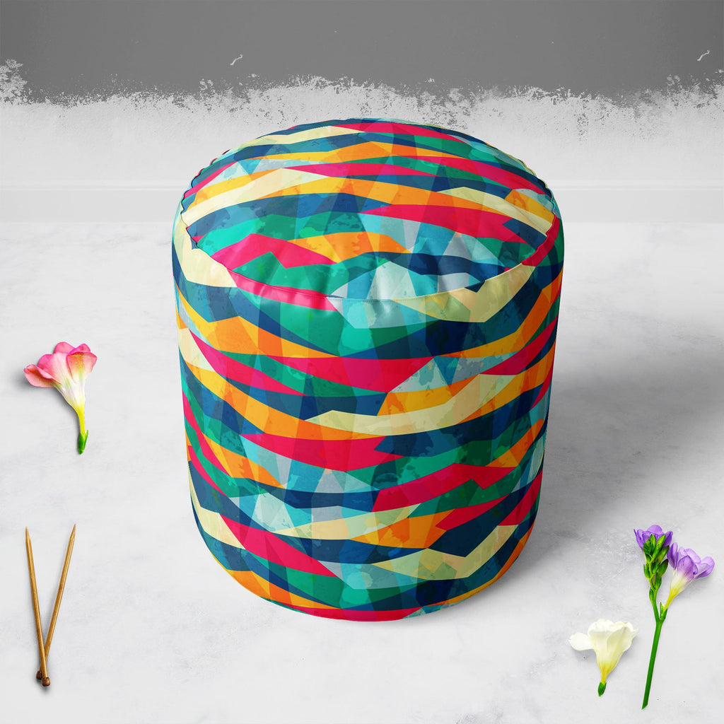 Grunge Mosaic Footstool Footrest Puffy Pouffe Ottoman Bean Bag | Canvas Fabric