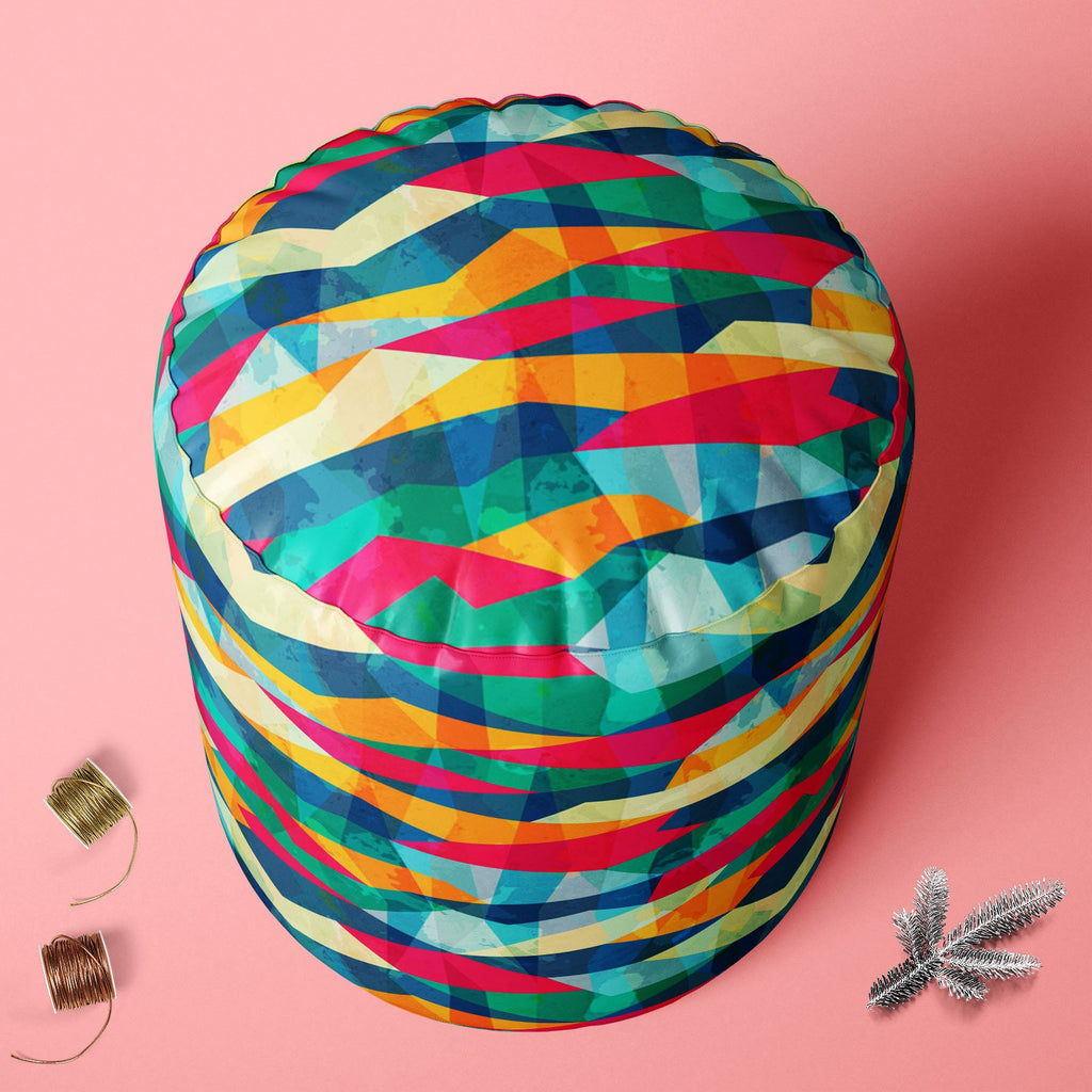 Grunge Mosaic Footstool Footrest Puffy Pouffe Ottoman Bean Bag | Canvas Fabric