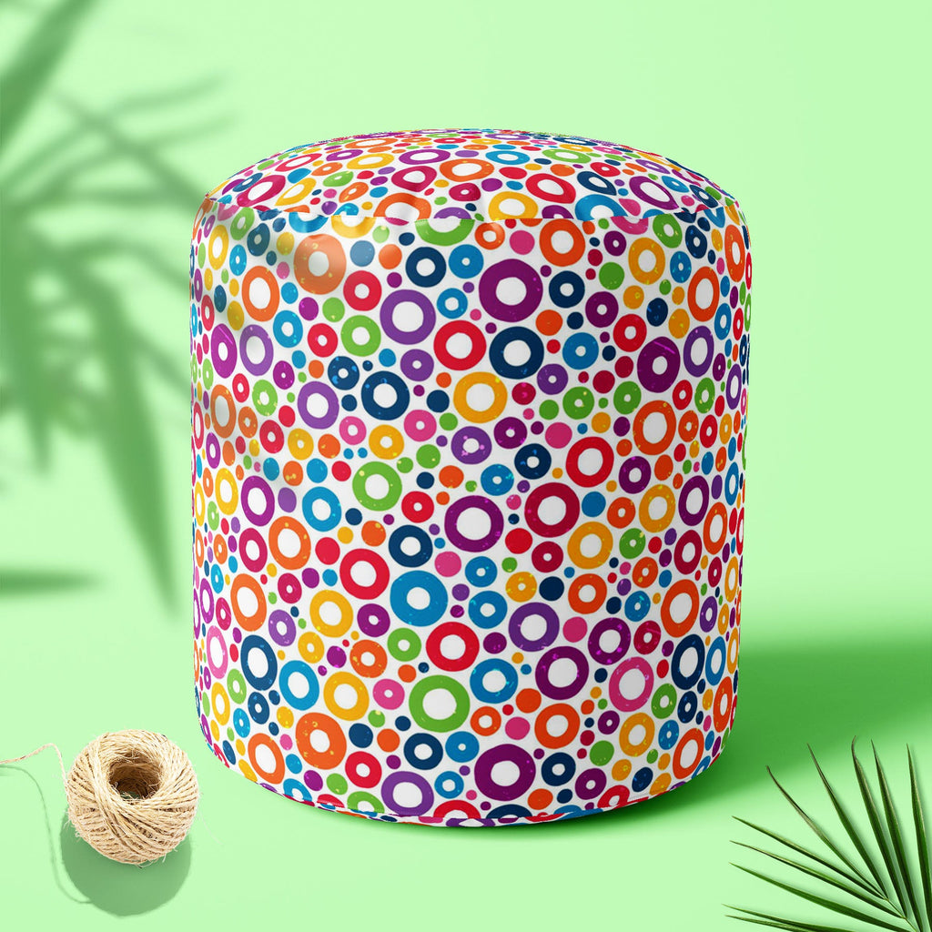 Colorful Circles D1 Footstool Footrest Puffy Pouffe Ottoman Bean Bag | Canvas Fabric