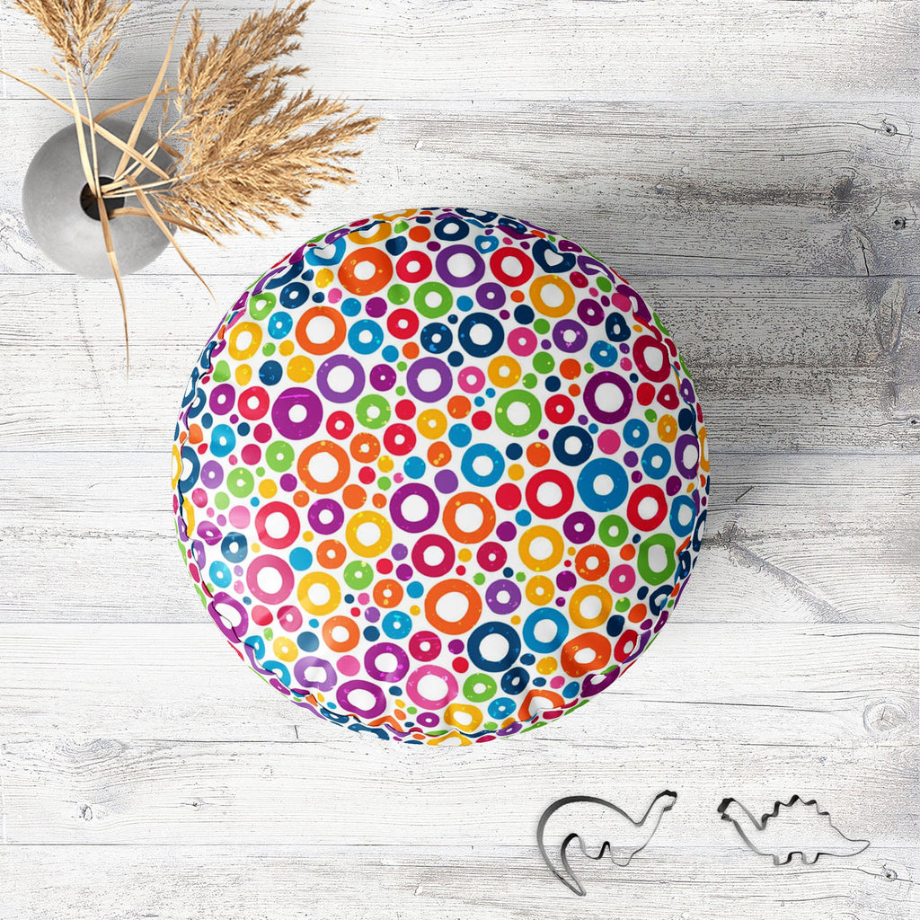 Colorful Circles D1 Footstool Footrest Puffy Pouffe Ottoman Bean Bag | Canvas Fabric