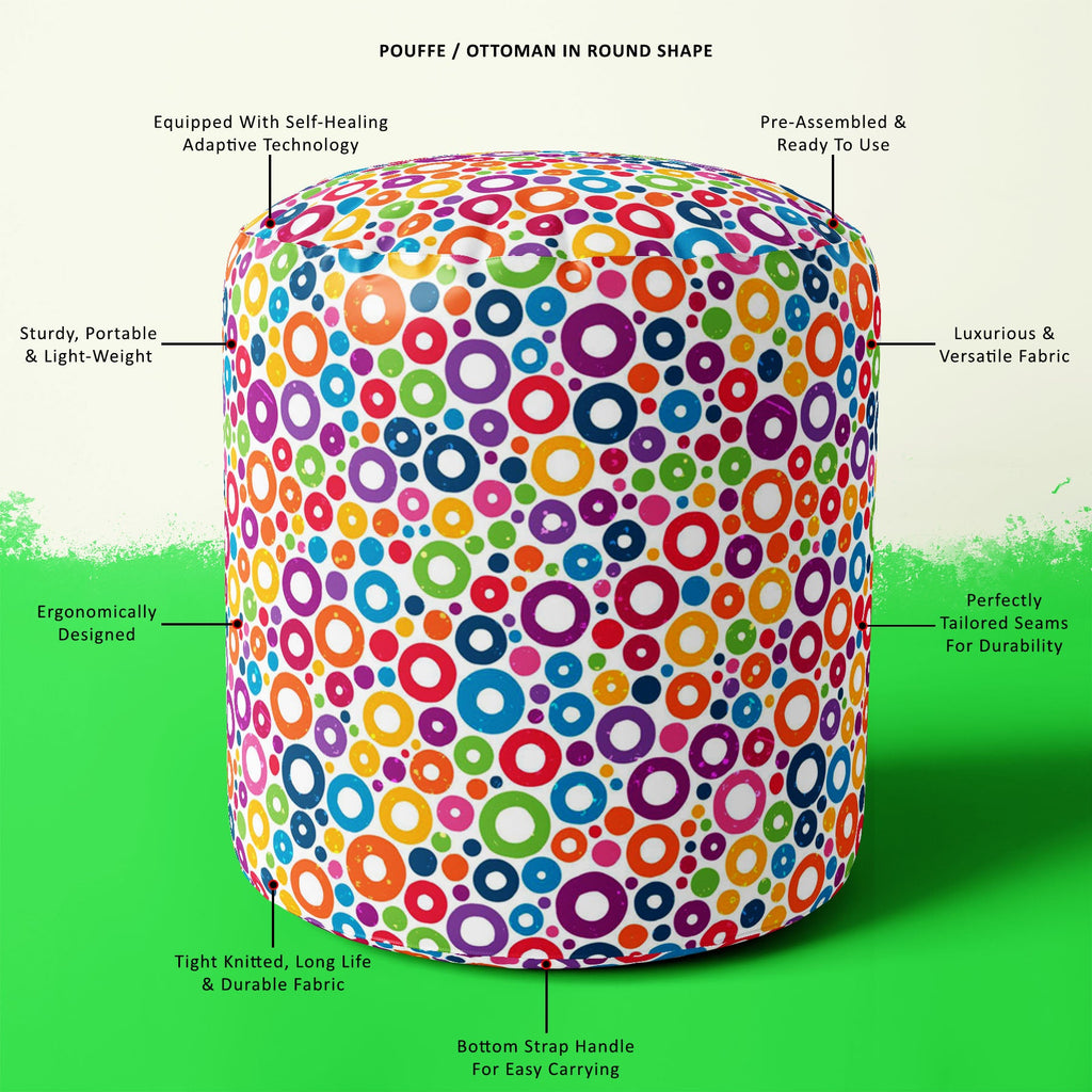 Colorful Circles D1 Footstool Footrest Puffy Pouffe Ottoman Bean Bag | Canvas Fabric
