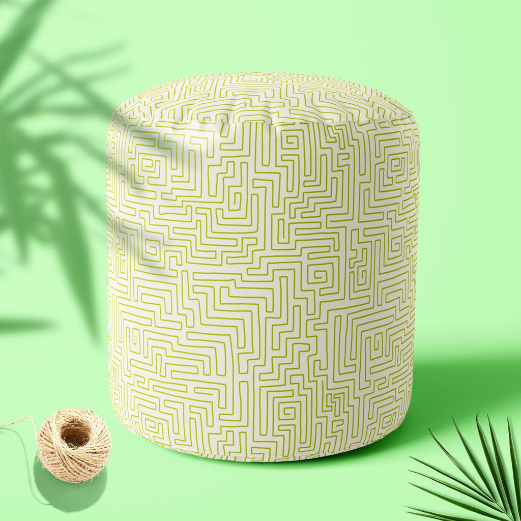 Labyrinth Art Footstool Footrest Puffy Pouffe Ottoman Bean Bag | Canvas Fabric