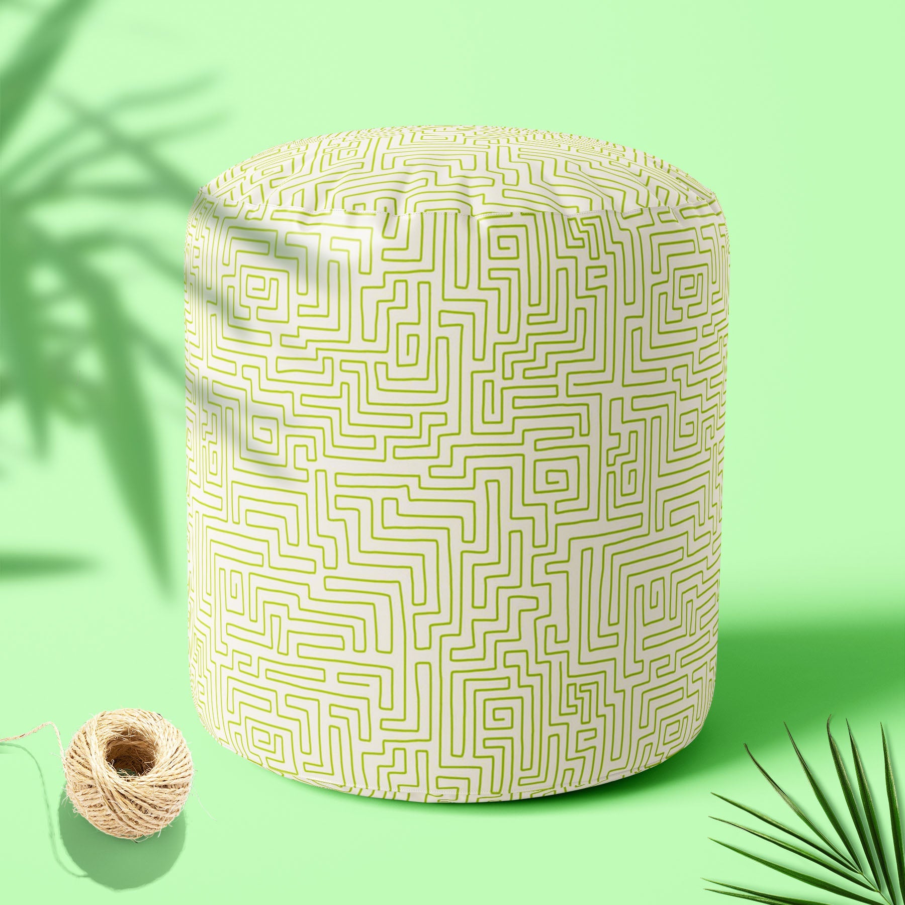 Labyrinth Art Footstool Footrest Puffy Pouffe Ottoman Bean Bag | Canvas Fabric