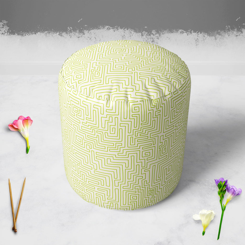 Labyrinth Art Footstool Footrest Puffy Pouffe Ottoman Bean Bag | Canvas Fabric