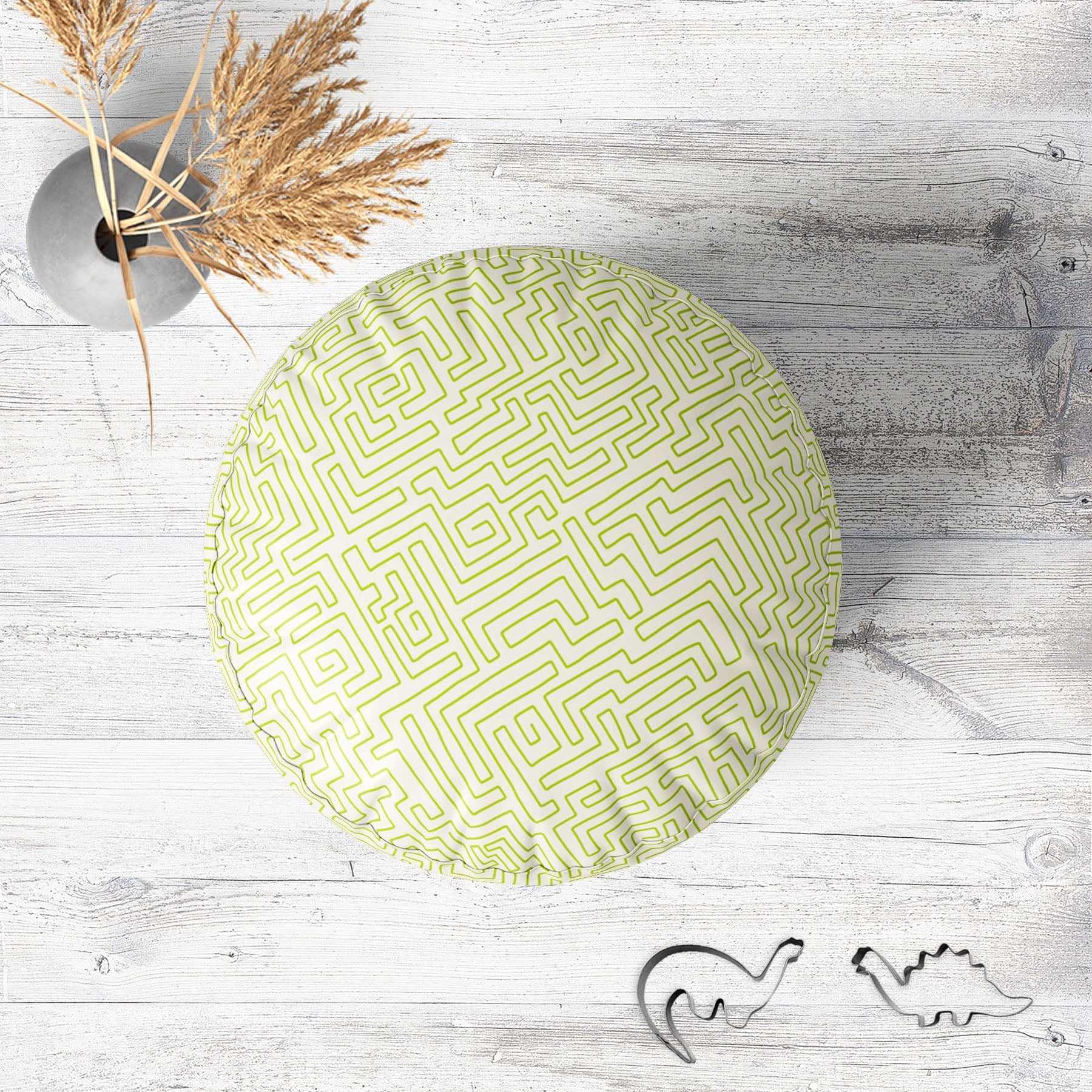 Labyrinth Art Footstool Footrest Puffy Pouffe Ottoman Bean Bag | Canvas Fabric