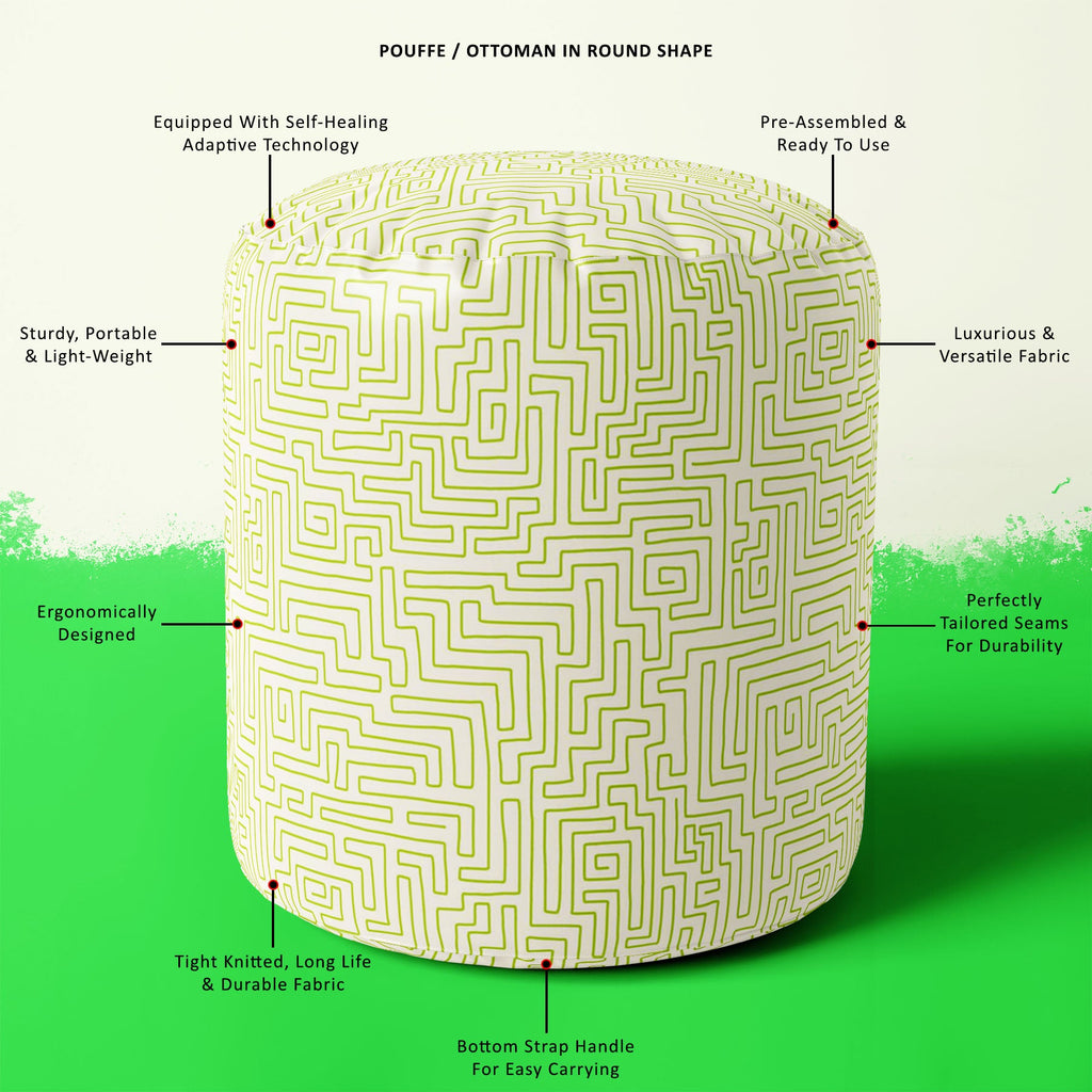 Labyrinth Art Footstool Footrest Puffy Pouffe Ottoman Bean Bag | Canvas Fabric